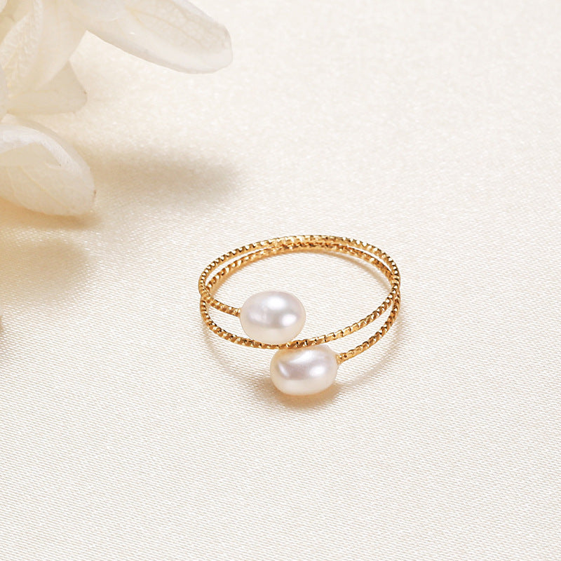 Womens Personalized Pearl Ring With Freshwater Pearls Rice Droplet Circle White Pink Purple Copper Alloy Pearl