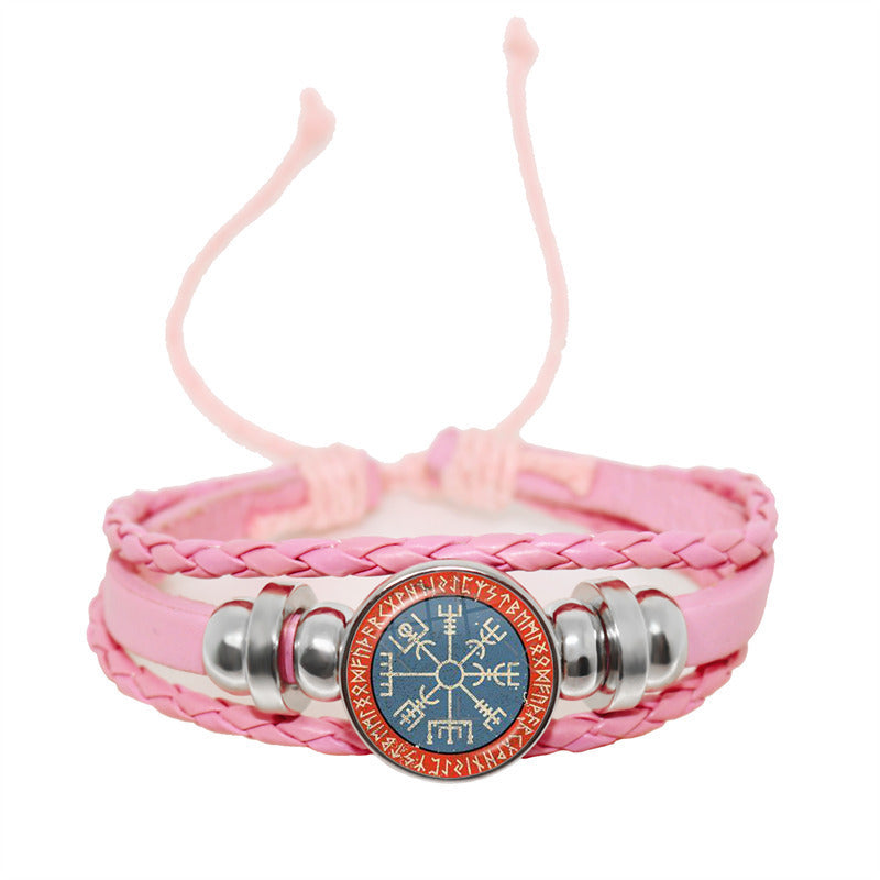 Unisex Leather Bracelet Retro Geometric Pattern Adjustable Woven Strap Wristbands Fashion Jewelry Everyday Use