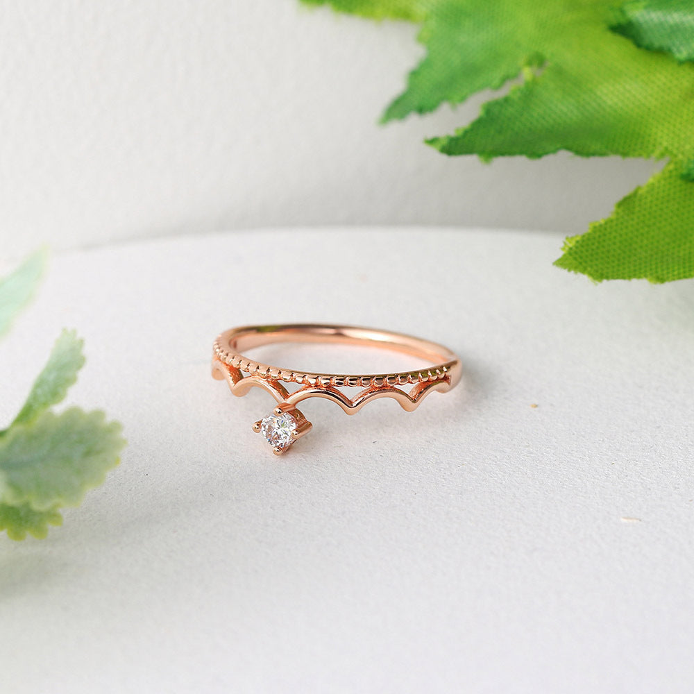 Elegant Crown Ring Gold Plated Copper With Zircon Stones For Women Wedding Band Classic Design Gift Ready Sale