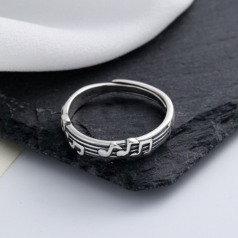 Sterling Silver Ring Musical Note Five Line Music Score Retro Ring Individually Packed Customizable Festival Jewelry