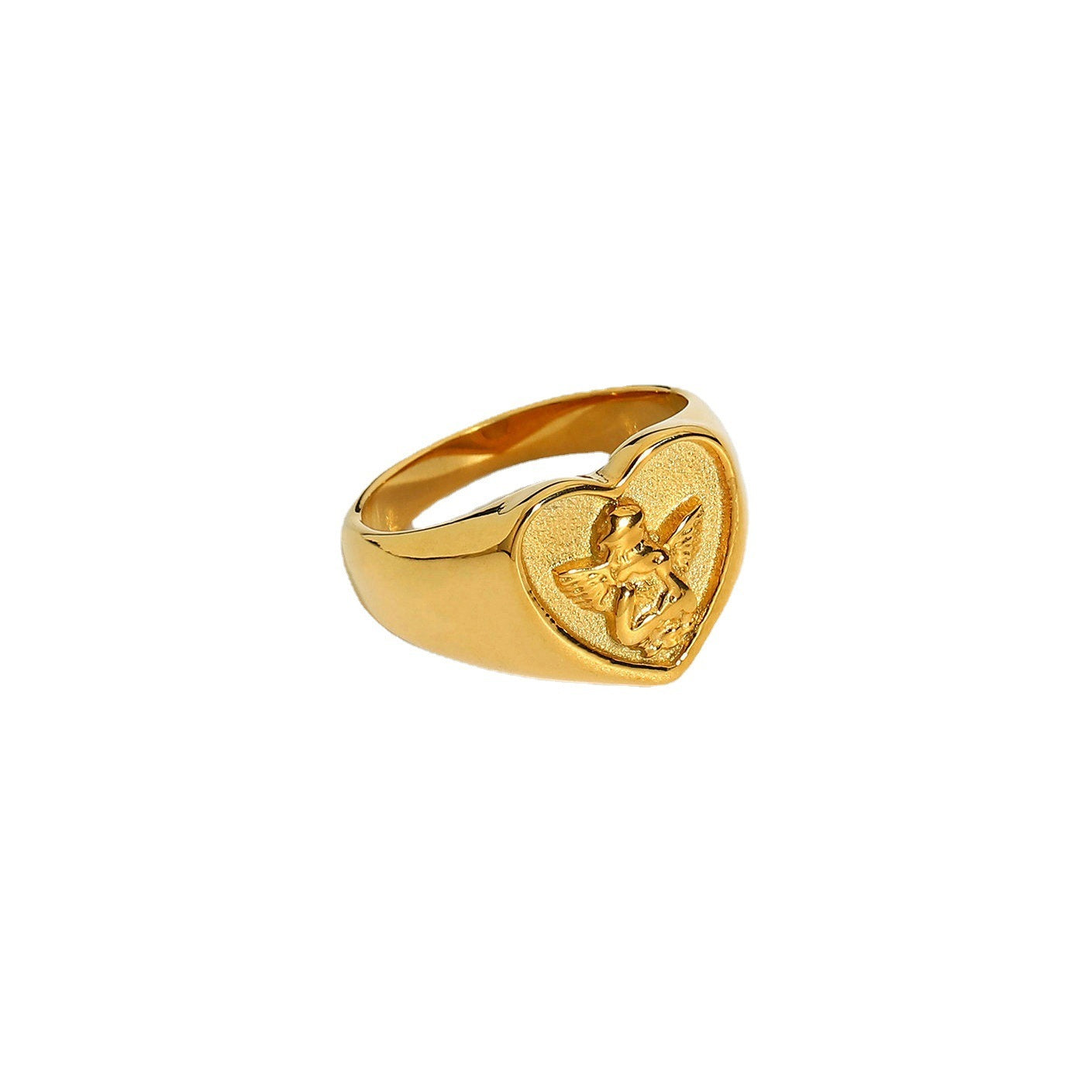 Womens Angel Ring Stainless Steel Six Pointed Star Design With Gold Inlay Jewelry Gift For Her For Daily Style