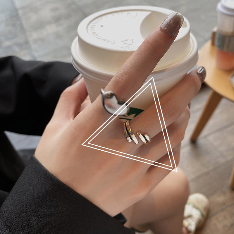 Women Silver Plated Heart Ring With Wings Vintage Heart Shaped Adjustable Opening Retro Jewelry Everyday Wear