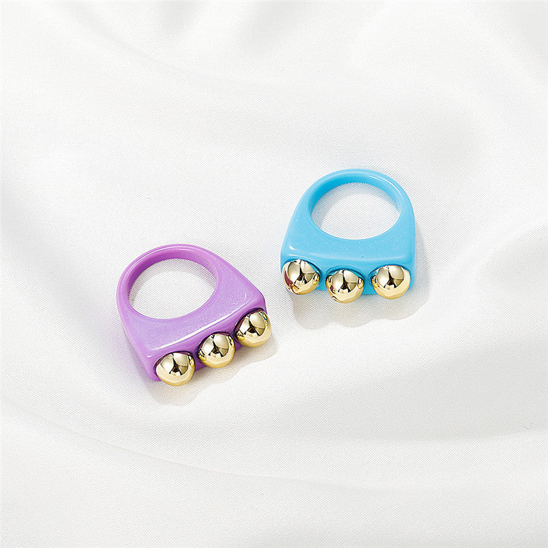Geometric Acrylic Resin Ring For Women Candy Color Statement Jewelry Style Fashion Ring Personalizable Gift Everyday