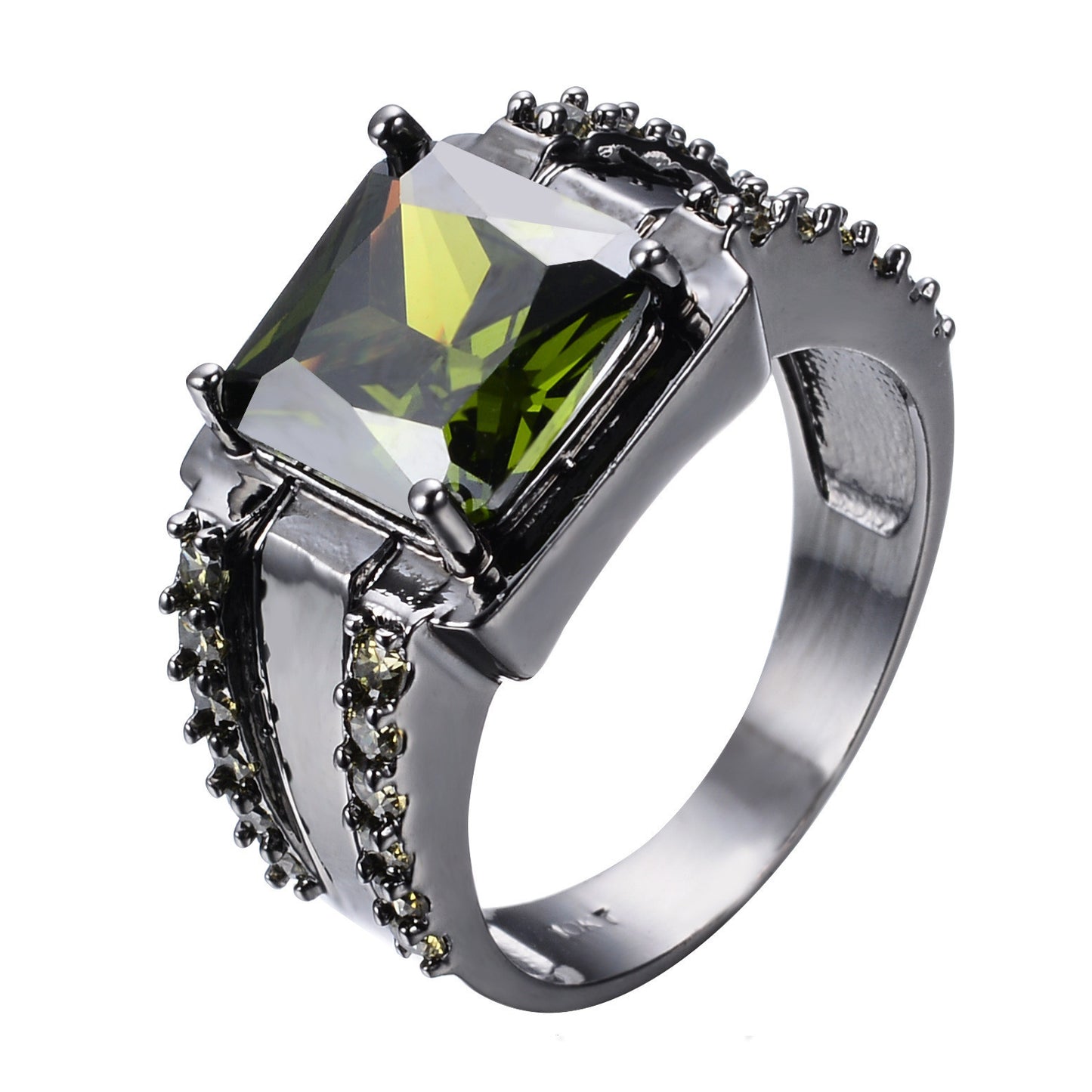 Women's Fashion Ring with Square Zircon Gemstone Four Claw Setting Big Diamond Look Electroplated Copper Ring for Her Engagement Promise Ring