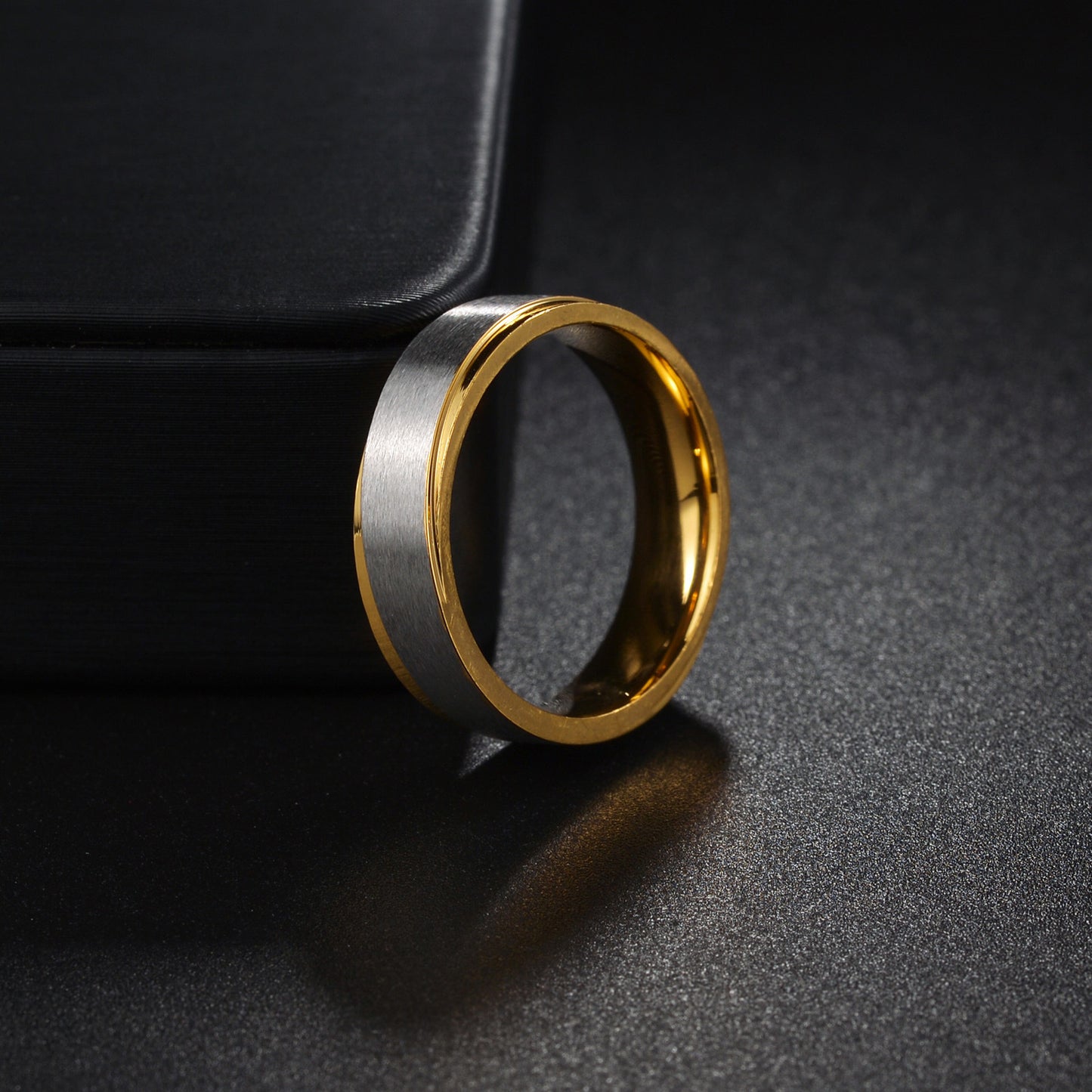 Womens Titanium Steel Ring Gold Matte Finish Electroplated Fade Resistant Simple Geometric Ring Ornament Gift