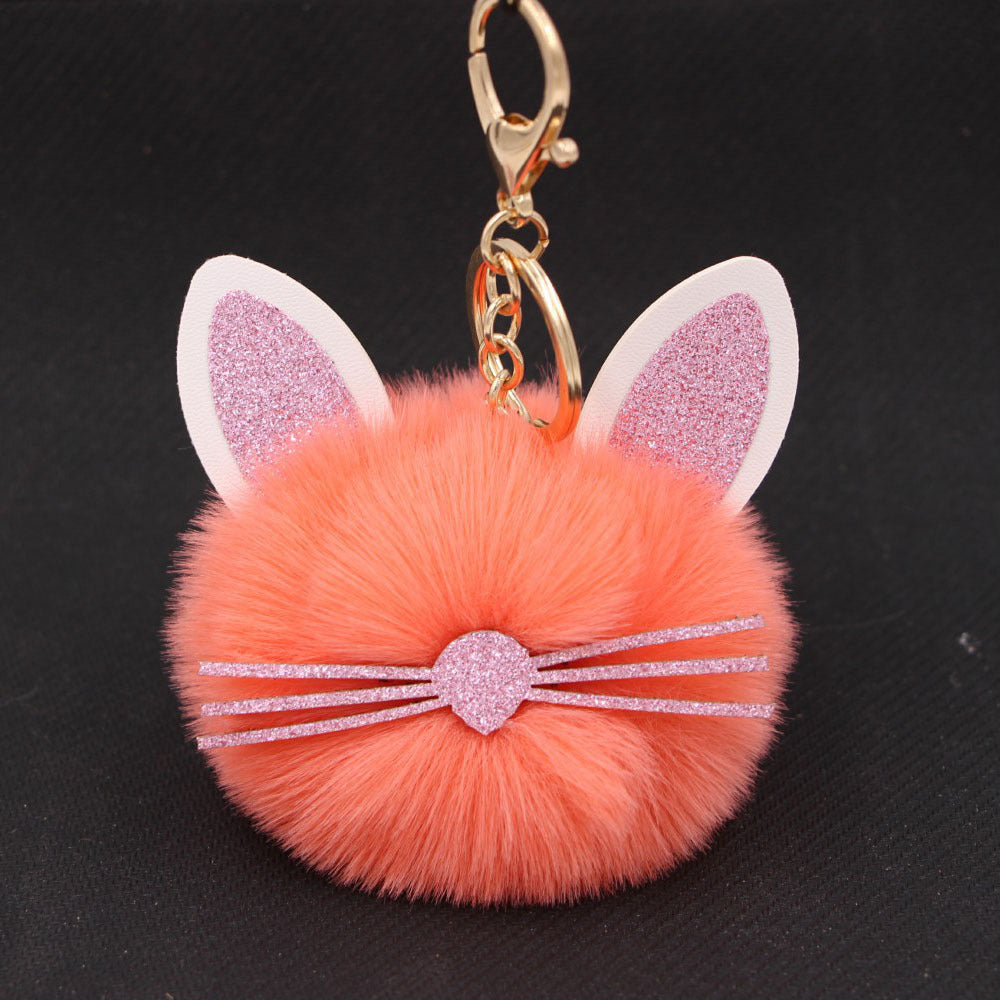 Plush Kitten Keychain Cute Cat Pendant Alloy Key Ring Women Adorable Bag Charm Accessory Trendy Gift Ideas Cat