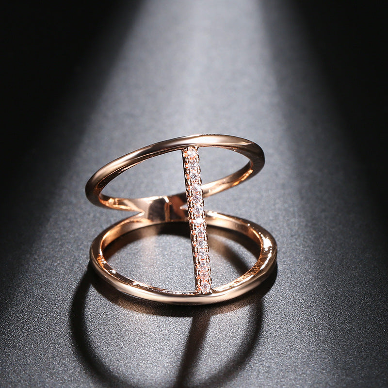 Star Zircon Ring Gold Plated Copper Jewelry For Women Girls Simple Fashion Eco Friendly Party Accessory Great Gift Idea