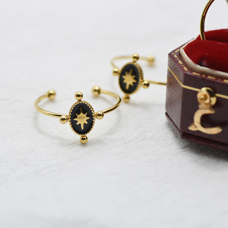 Women Titanium Steel Ring Adjustable Electroplated Durable Fashion Jewelry Unique Dripping Design Pure Gold Hue