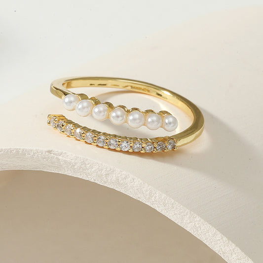 Womens Adjustable Copper Ring Knotted Band With Geometric Zircon Inlay Open Ring Elegant Jewelry Korean Styles