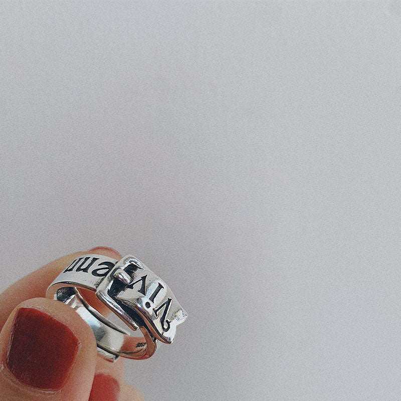Vintage Silver Letter Ring For Women Unisex Accessory Copper Alloy Jewelry Gift With Elegant Design Gift Ready