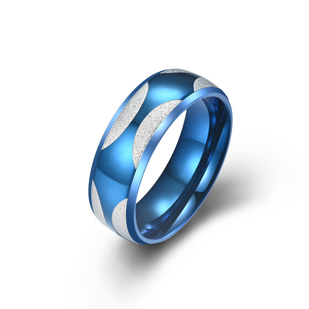Stainless Steel Frosted Couple Ring Gold Blue Inter Electric Simple Style Size 8 9 10 11 12 Not Inlaid Diamond