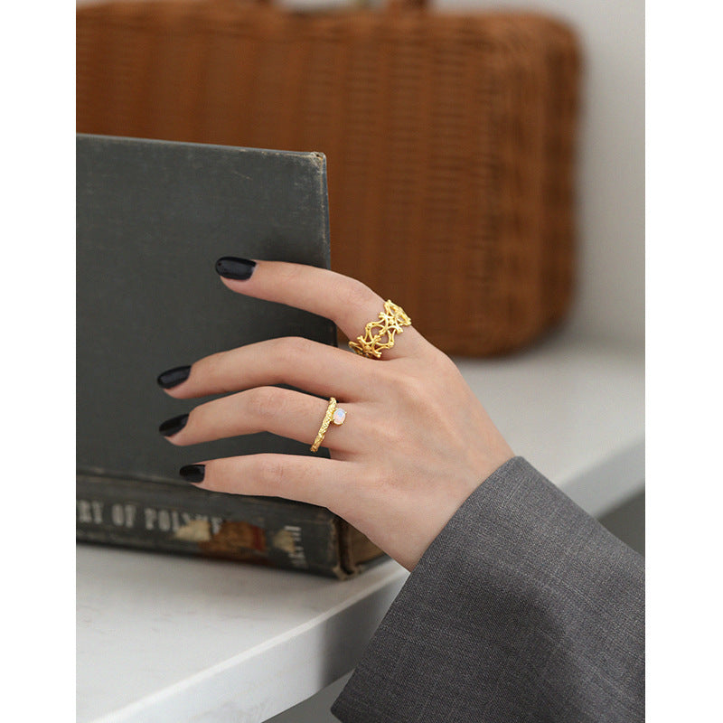 Sterling Silver Adjustable Geometric Ring 925 Electroplated For Women Elegant Anniversary Jewelry Gift For Her