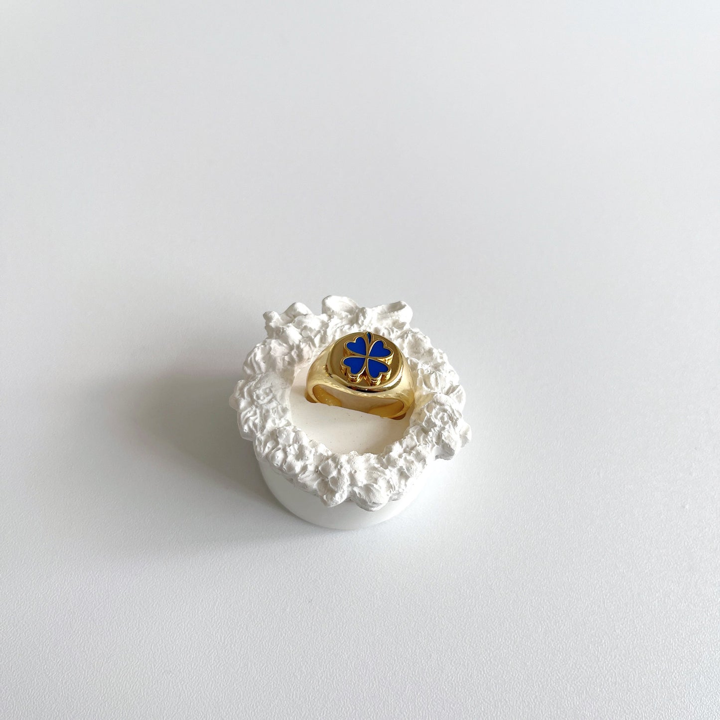 Womens Four Leaf Clover Copper Ring Adjustable Epoxy Leaves Green And Blue Vintage Jewelry Simple Lightweight Daily Wear