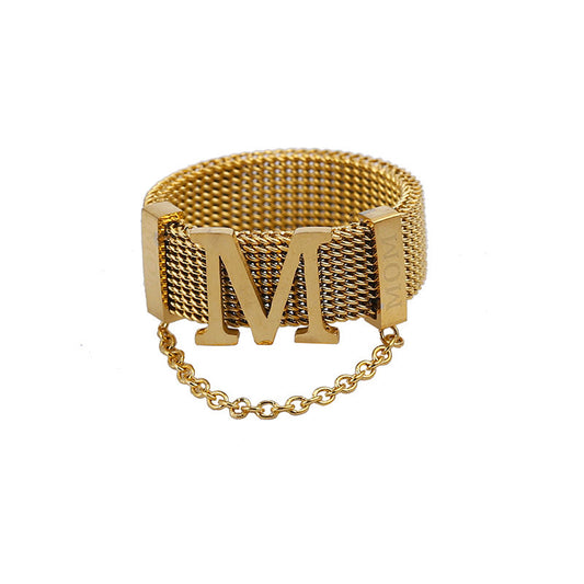 Letters M Initials Ring Titanium Steel Non Fading Geometric Design Versatile Fashion Jewelry For Everyday Wear