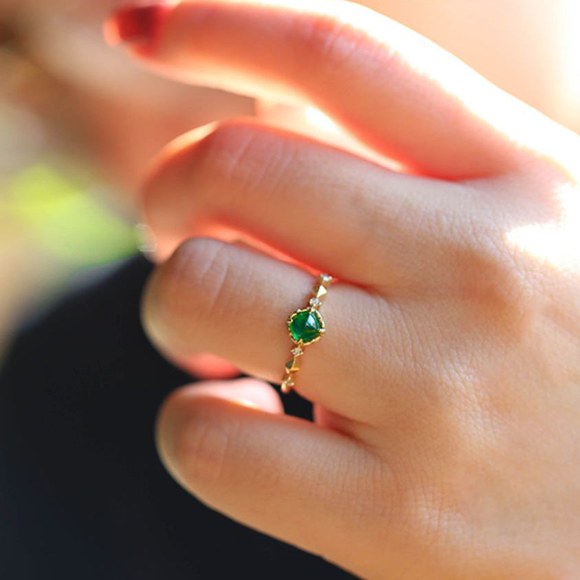 Sterling Silver Ring Rose Gold Plated Zircon Geometric Inlay Elegant Jewelry Gifts For Her US Sizes 6 7 8 9 10