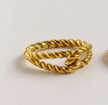 Trendy Knotted Twisted Net Red Index Ring Titanium Steel Ring Not Inlaid Croissant Twist Size 6 7 8 Twist Ring