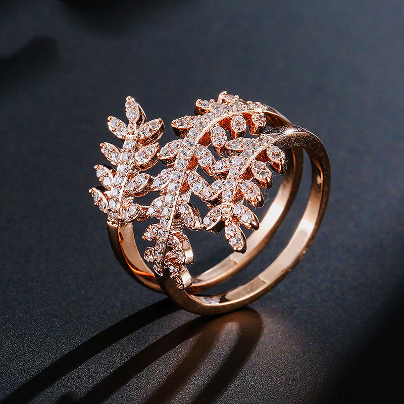 Copper Ring With Zircon Inlay Geometric Design Gold Plated Jewelry For Women Gift For Her Elegant Gift For All