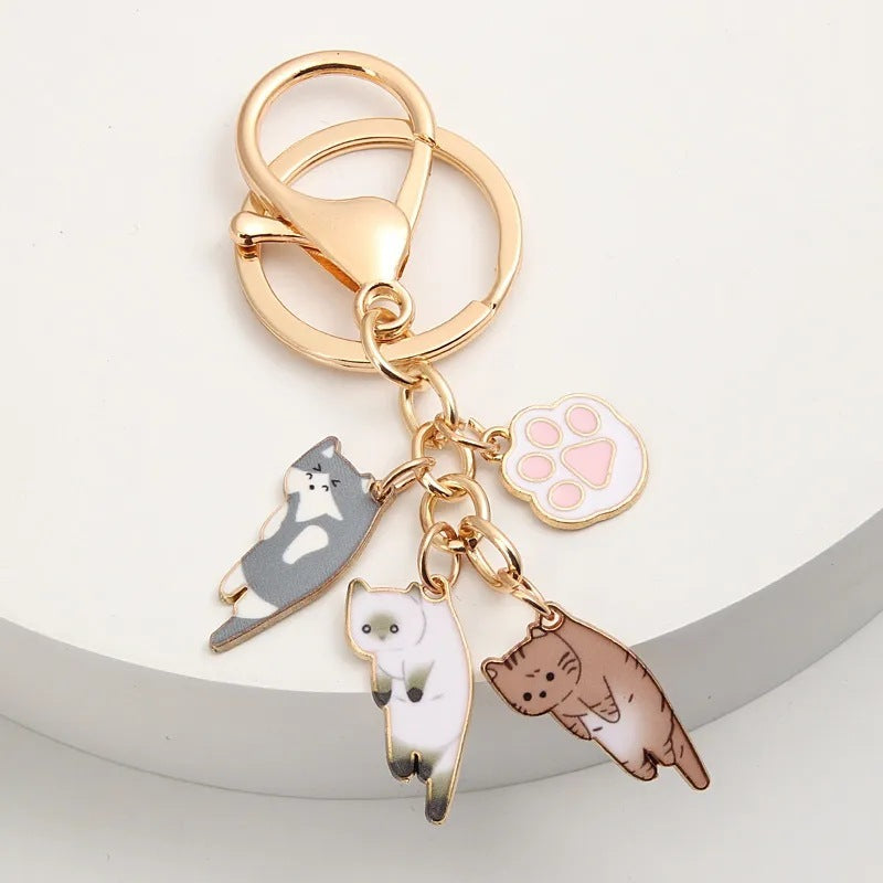 Cartoon Cat Paw Keychain Ornament Cute Pet Accessory Durable Alloy For Cat Lovers Decoration For Bag Keys Gift