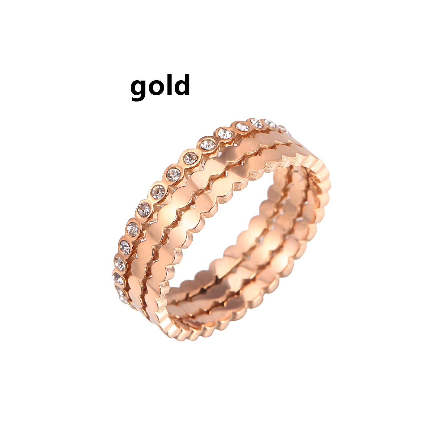 Titanium Steel Phalanx Ring For Women Rose Gold Plated Gem Inlay Sizes 6 7 8 9 Elegant Electroplated Accessory