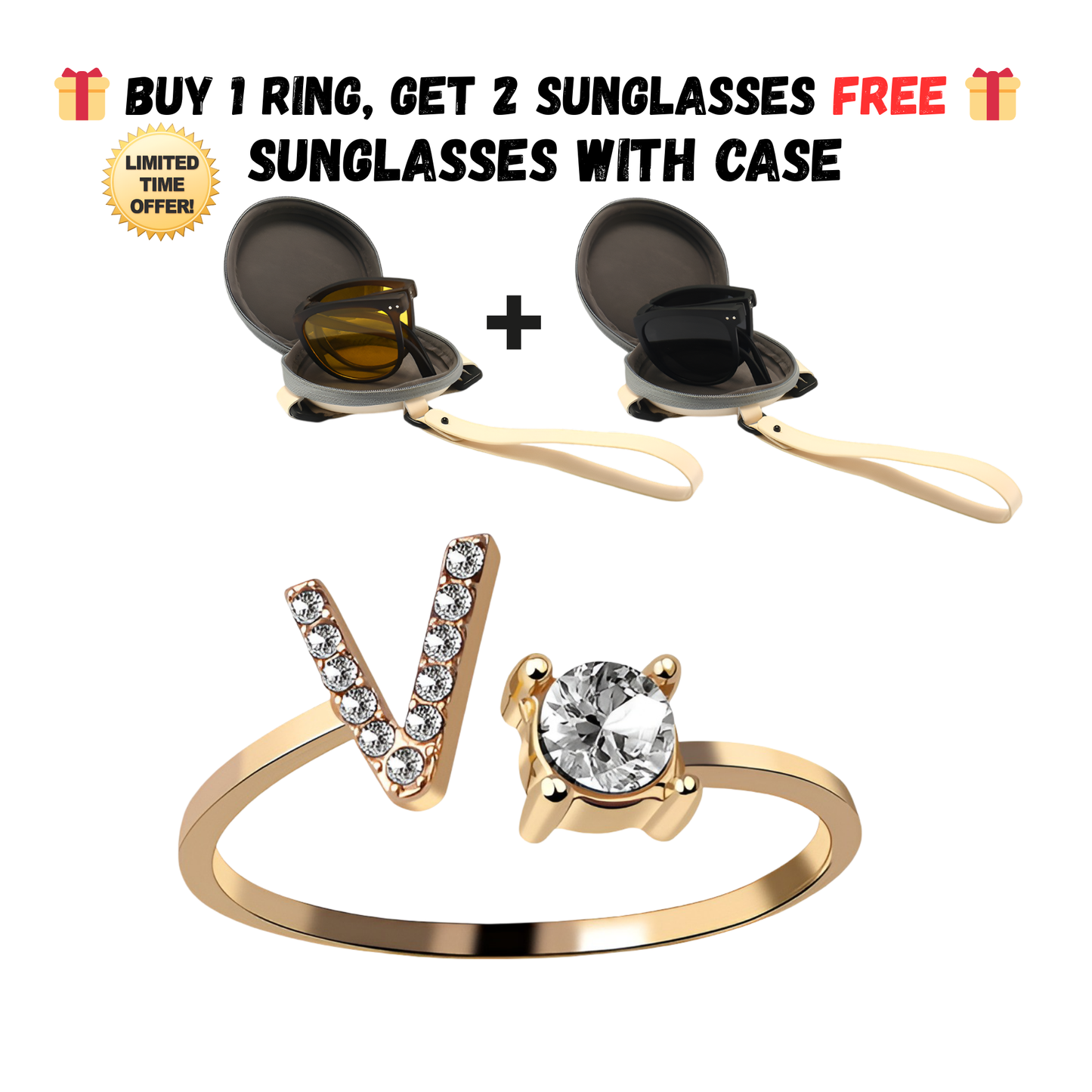 Adjustable Letter Zircon Ring with Alphabet Initials A Z Copper Alloy Jewelry Gift for Women Elegant Gift Idea