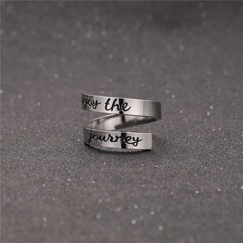 Unisex Double Band Ring Engraved Geometric Stainless Steel Polished Matte Finish Everyday Wear Jewelry Holiday