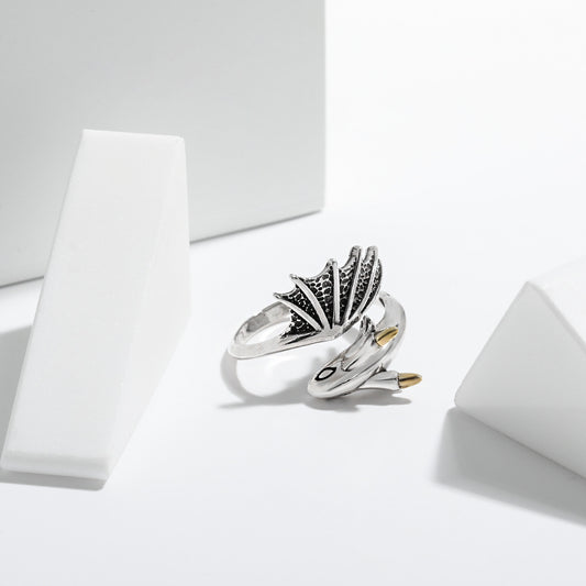 Copper Ring With Flying Dragon Design Vintage Retro Electroplated Fashion Jewelry For Women For Modern Fashion