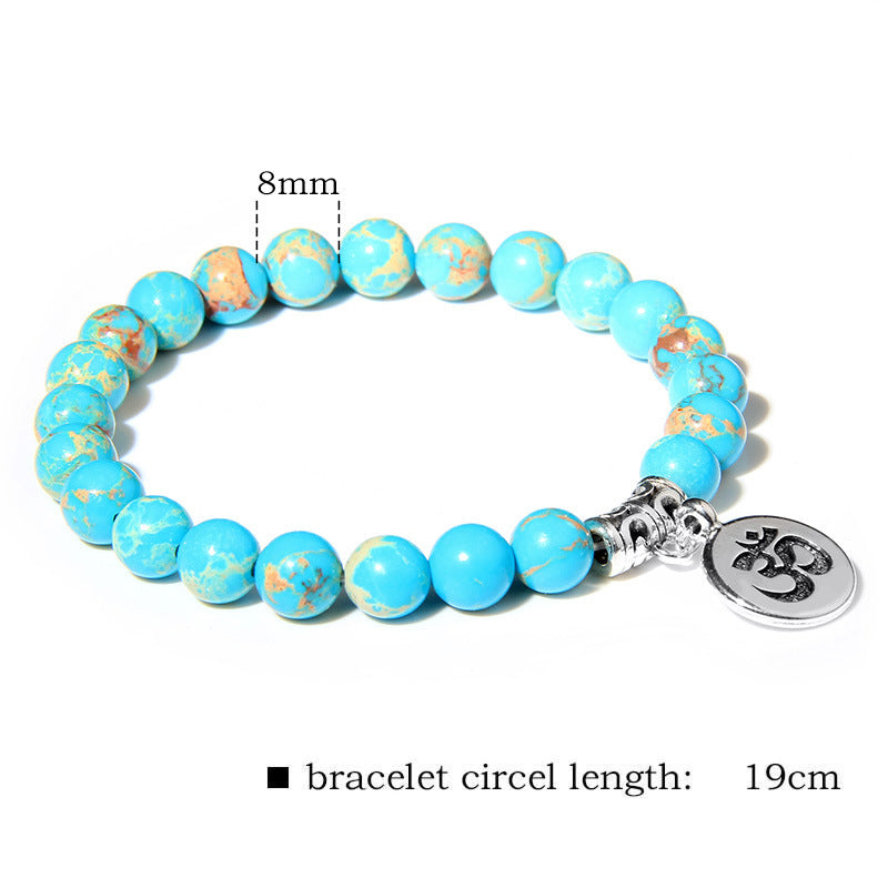 Womens Malachite Crystal Bracelet with Rhinestones Korean Design Yoga Lotus Om Charm Emperor Stone For Everyday Wear
