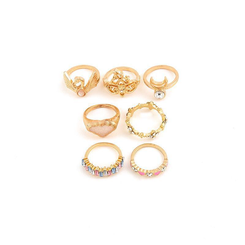 Womens Casual White Cloud MoonRing Set With Swan Shape Jewelry For Everyday Wear Gift For Her Special Occasion