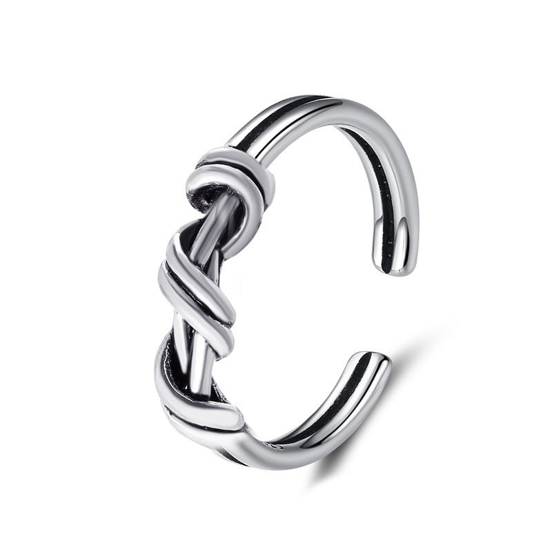 Adjustable Crystal Ring With Knotted Multi Layer Design Heart Shaped Milky White Crystal Ring Elegant Shine Up