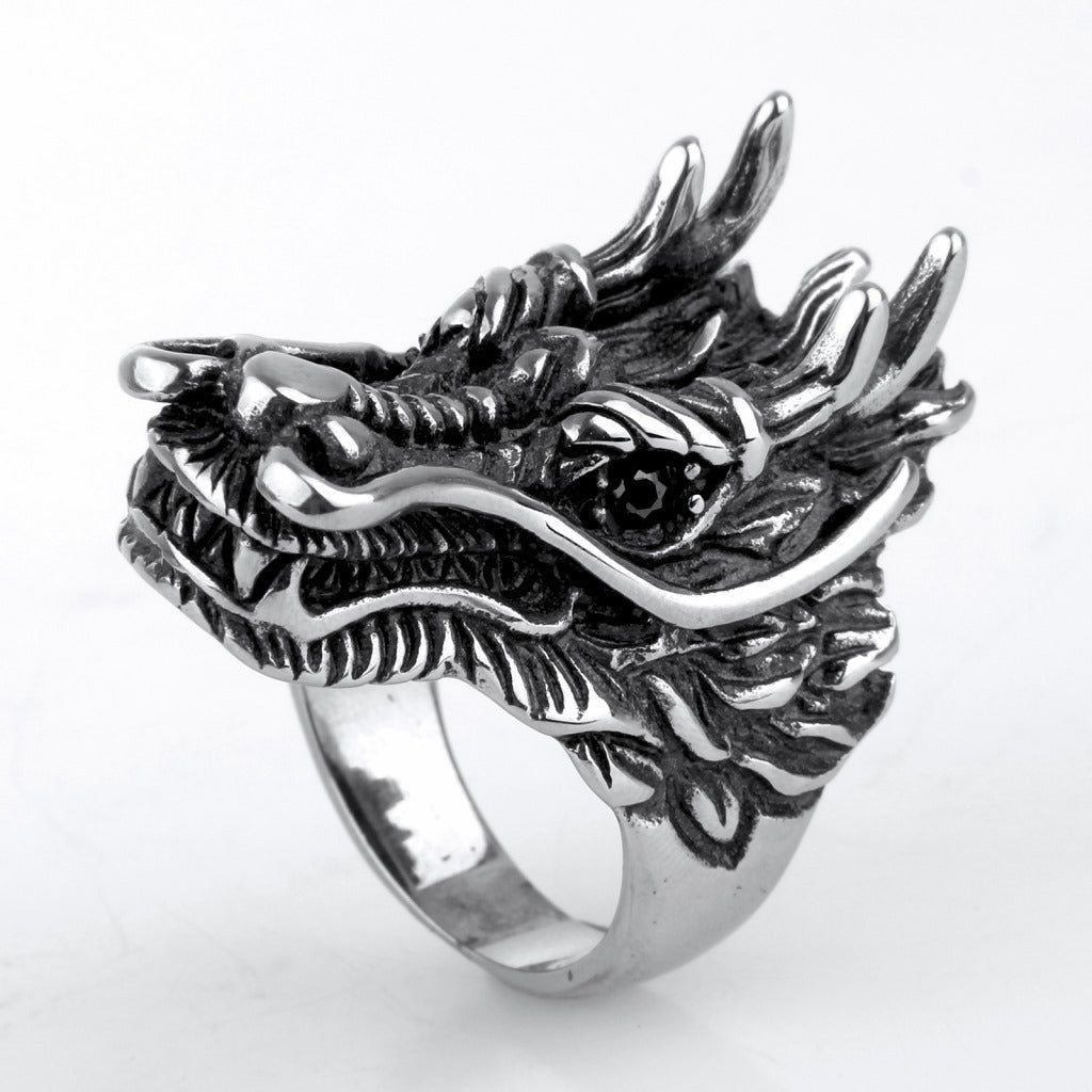 Mens Stainless Steel Ring Big Faucet Punk Titanium Ring Never Fade European American Black Eye For Men Classic