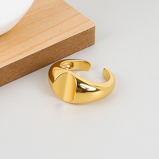 Geometric Copper Ring For Women With Glossy Electroplated