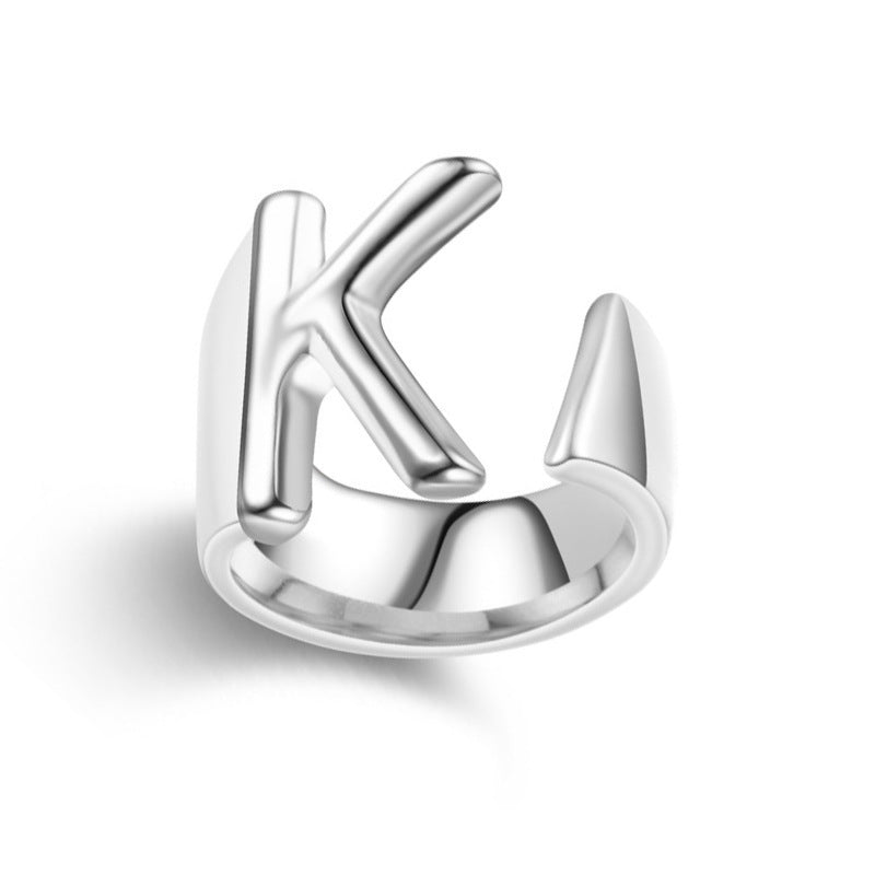 Unisex Adjustable Initial Letter Ring Silver Electroplated Metal Jewelry For Women And Men With Timeless Shine