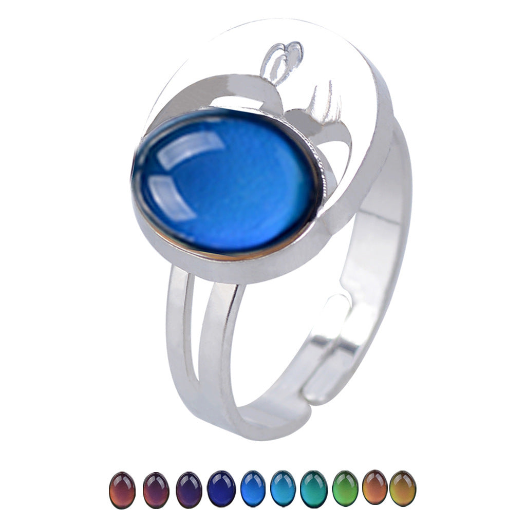 Womens Adjustable Ring With Drop Shape Gemstone Electroplated Zinc Alloy Metal Acrylic Gem Retro Palace Flower
