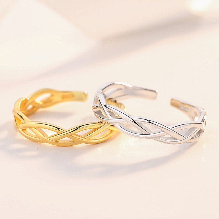 Sterling Silver Braided Twist Opening Ring For Women Adjustable Fit Lightweight Everyday Wear Fashion Item Now
