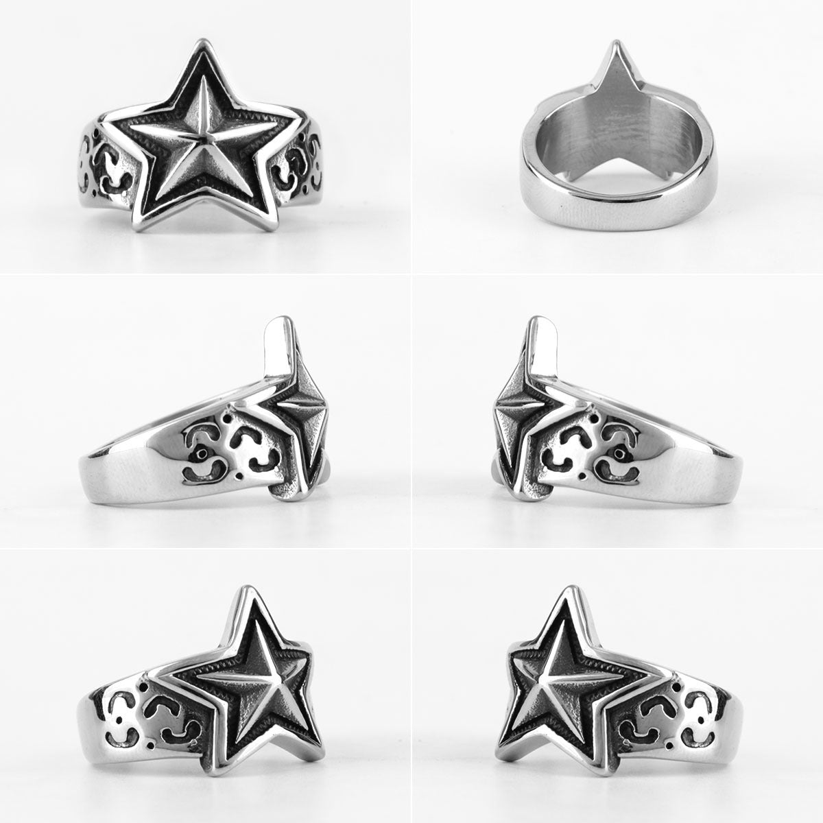 Unisex Titanium Steel Ring With Star Crown Design Retro Style Jewelry Band For Men And Women Handcrafted Jewelry