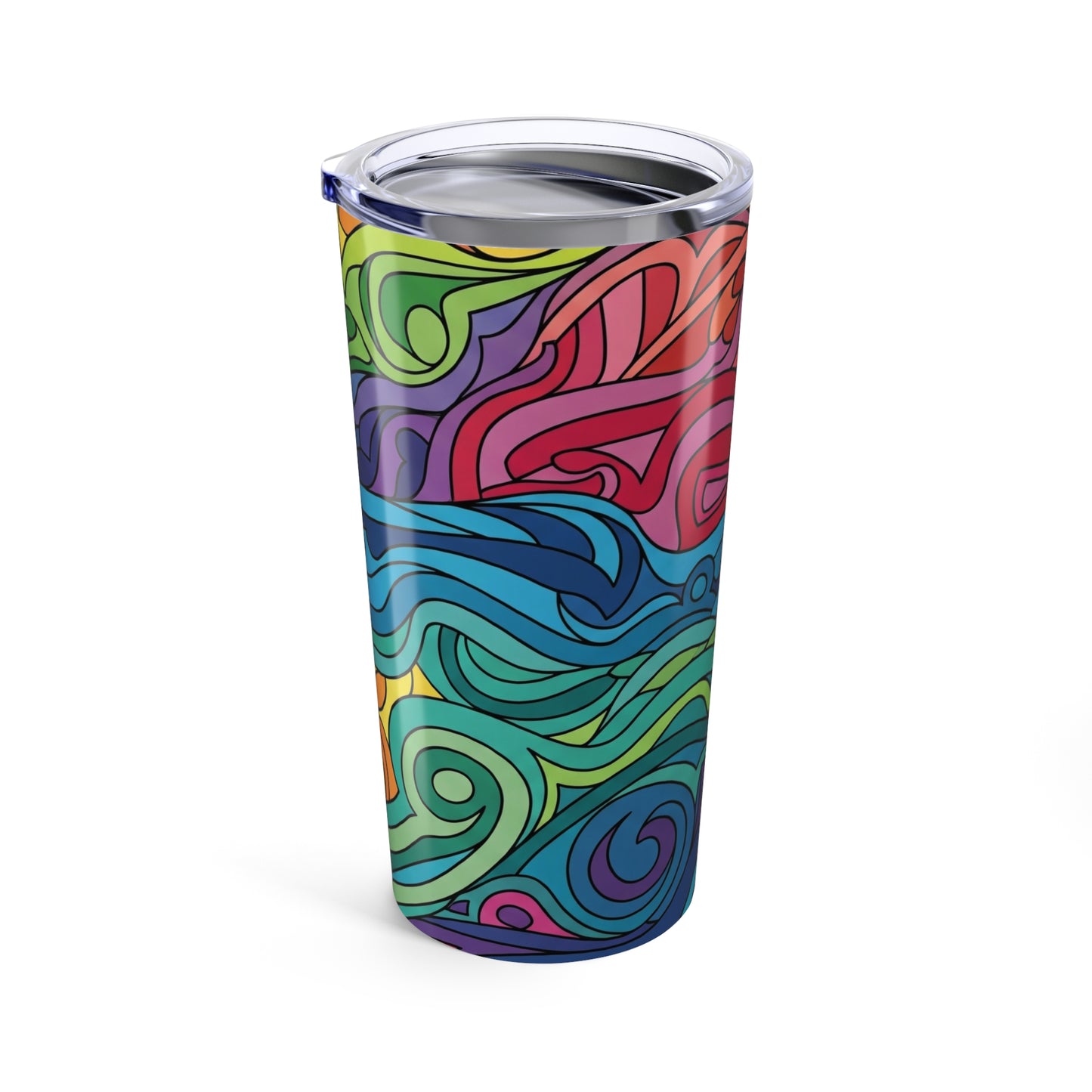 20 Oz Stainless Steel Coffee Cup With Printed Design Double Wall Vacuum Insulation Leak Proof Temperature Control
