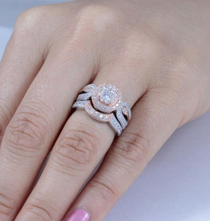 Couples Engagement Ring Mens Womens Gold Plated Alloy Artificial Gemstone Durable Jewelry Gift Anniversary Gift