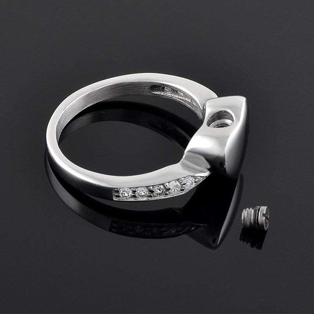Unisex Heart Ring Stainless Steel Diamond Open Heart Shape Jewelry Elegant Classic Designer Gift for Men Women