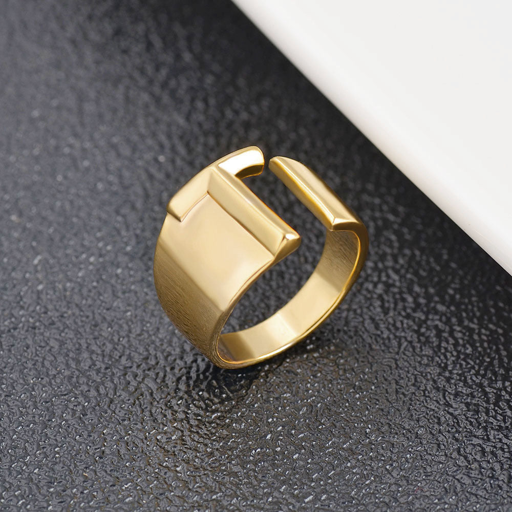 Womens Initial Letter Copper Ring With Gold Inlay A To Z Alphabet Ring For Her Birthday Gift Ideal For Girls And Women