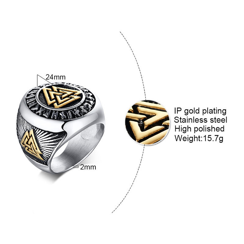 Mens Titanium Steel Ring Punk Geometric Ring With Red Zircon Ornaments Electroplated Band Jewelry Gift For Him Fashion