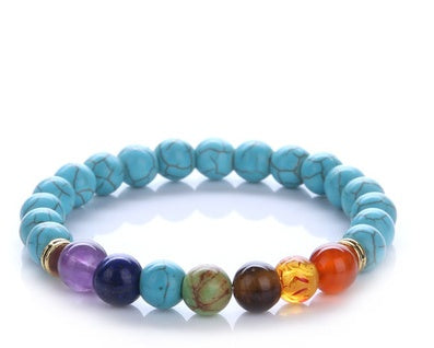 Natural Stone Turquoise Beaded Bracelet 8mm Yoga Energy