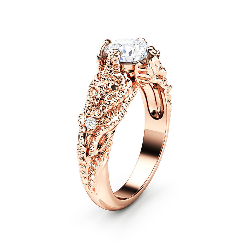 Rose Gold Zirconia Inlay Ring Metal Band With Sparkling Shine Perfect For Everyday Or Special Occasions Bright