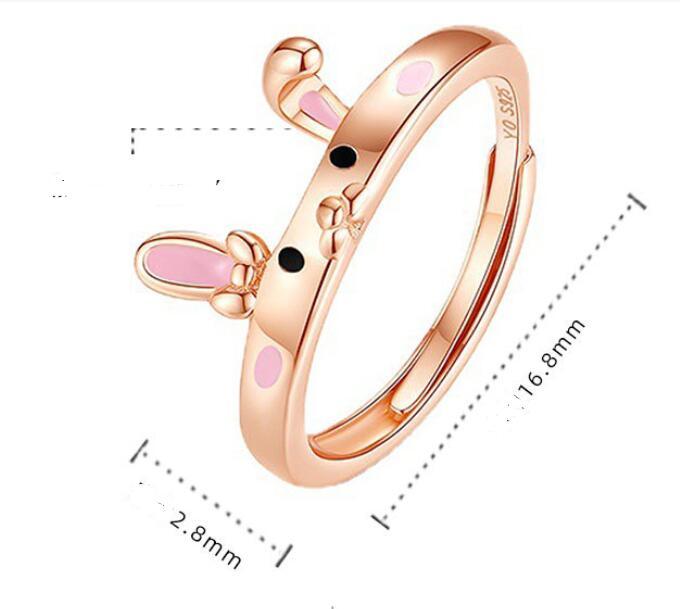 Womens Rabbit Ring Adjustable Open Minimalist Copper Electroplated Fashion Ring Cute Bunny High Quality Rabbit