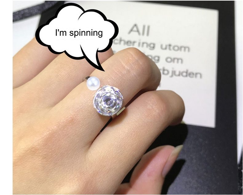 Sterling Silver Rotating Pearl Ring With Pearl 7 To 8mm Size For Elegant Wear With Fine Finish And Safe Builds