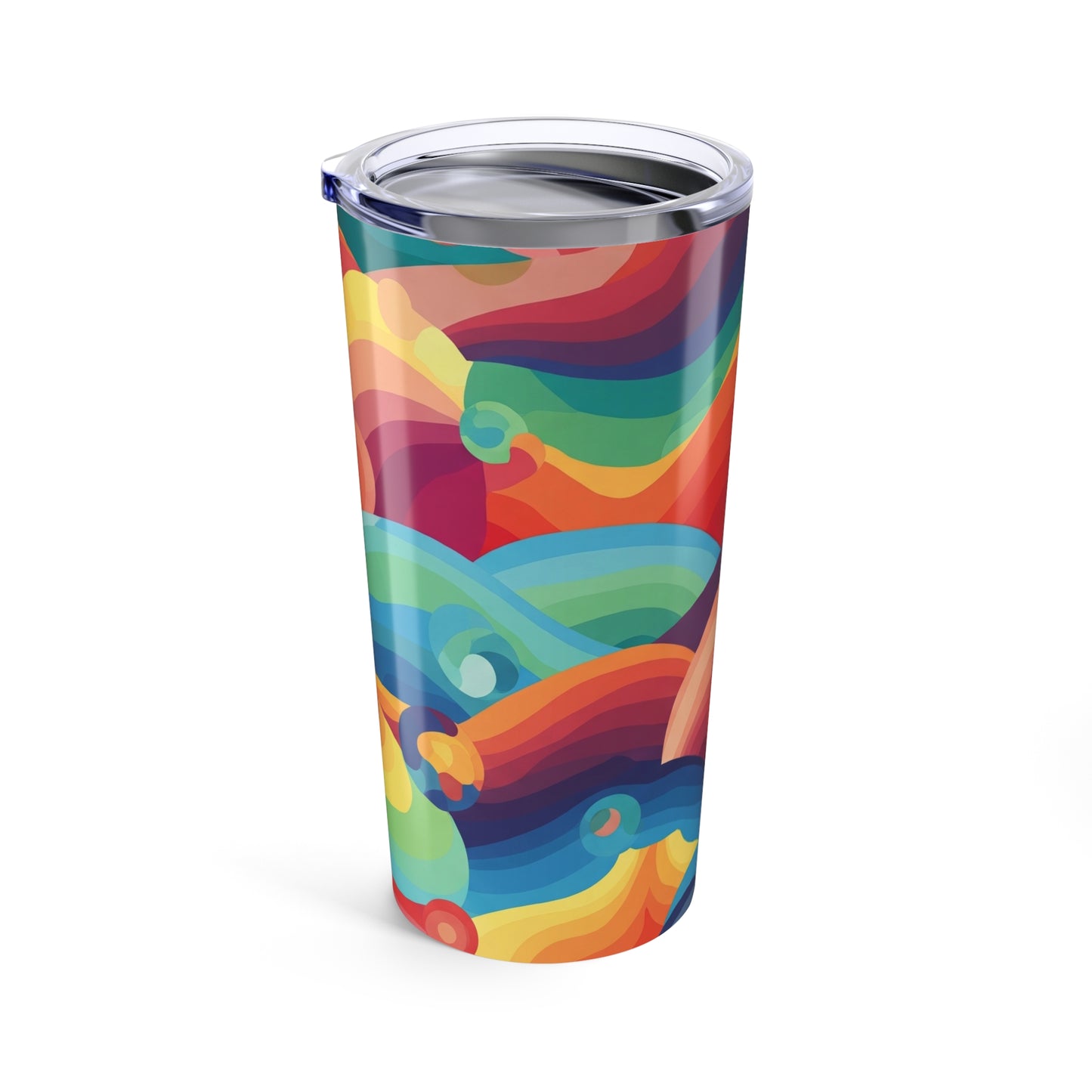 20 Ounce Stainless Steel Tumbler With Double Wall Vacuum Insulation Leak Proof Lid Printed Art Design For Hot Or