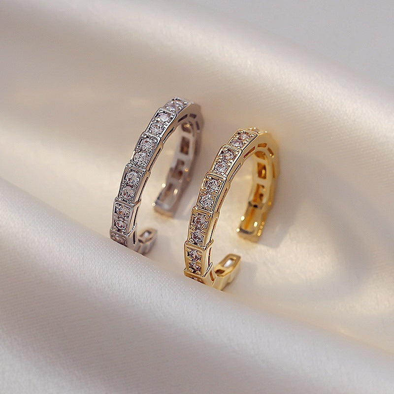 Couples Golden Ring Alloy Inlaid Artificial Gemstones Japanese Korean Fashion Jewelry Gift For Women And Girls