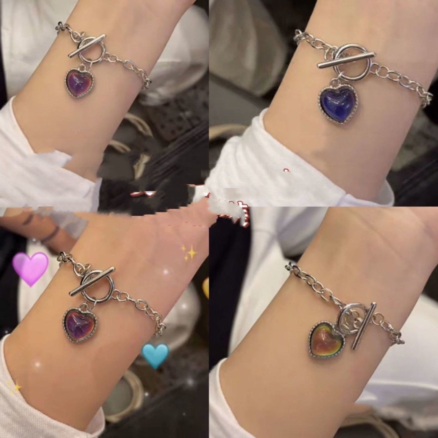 Womens Heart Bracelet Set Electroplated Alloy Inlay Jewelry Gift For Her Teens Elegant Charm With Gift Box Now