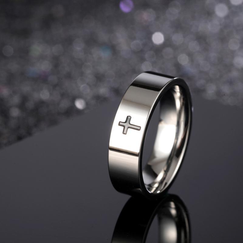 Mens Titanium Steel Ring Black Epoxy Inlay Religious Jewelry Gift For Men And Boys Size 5 6 6th 8th 9th Deluxe