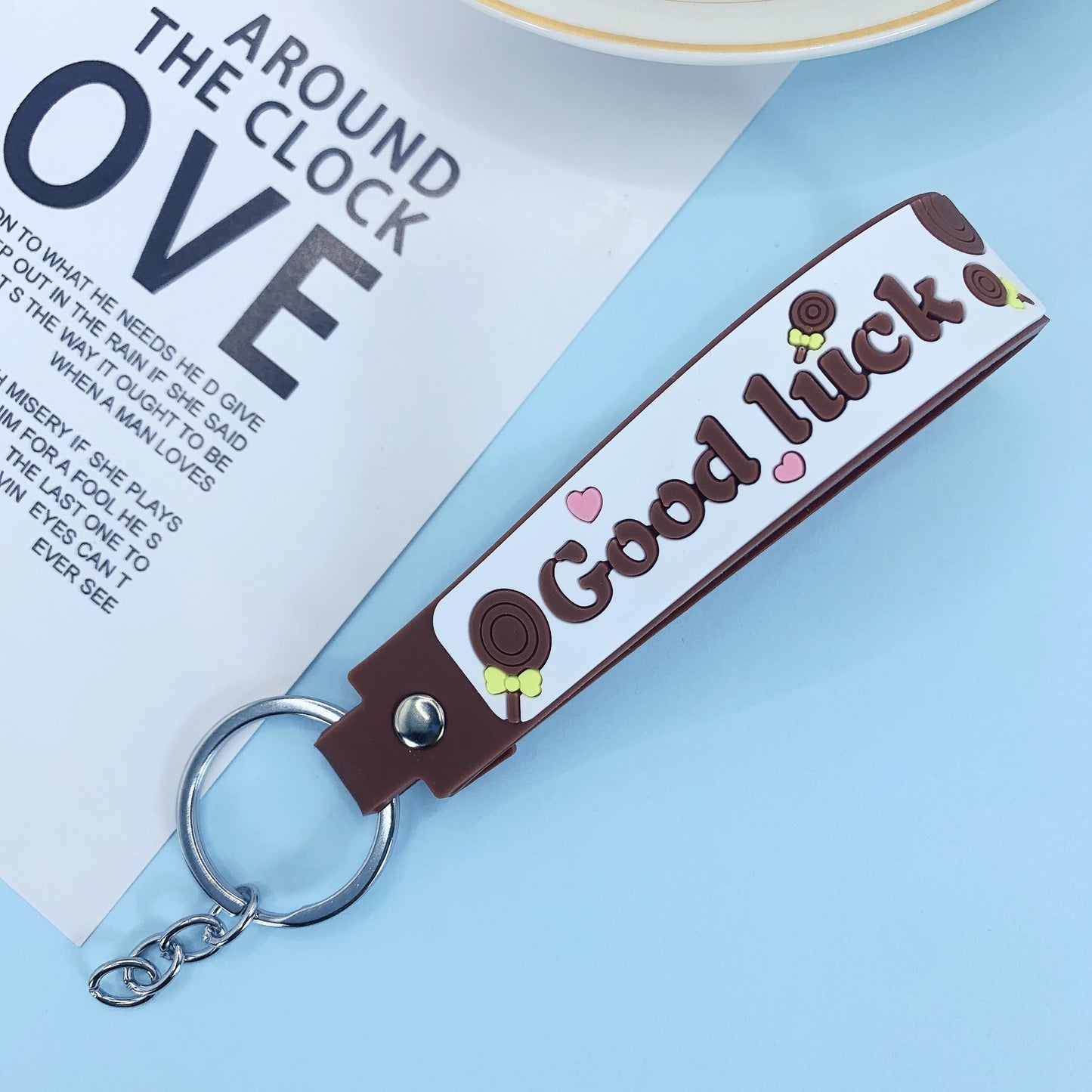 Lollipop Rainbow Hand Strap Keychain Durable Accessory Key Ring Cellphone Charm Handbag Charm For Keys Phones Bags