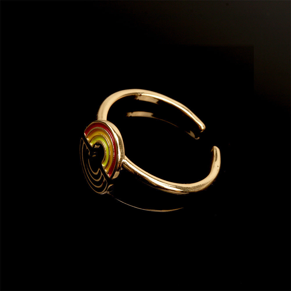 Rainbow Opening Ring Copper Fruit Shaped Jewelry Creative European Form Fashion Ring Gift For Women Chic Style